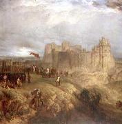 Henry Dawson Painting by Henry Dawson 1847 of King Charles I raising his standard at Nottingham Castle 24 August 1642 USA oil painting artist